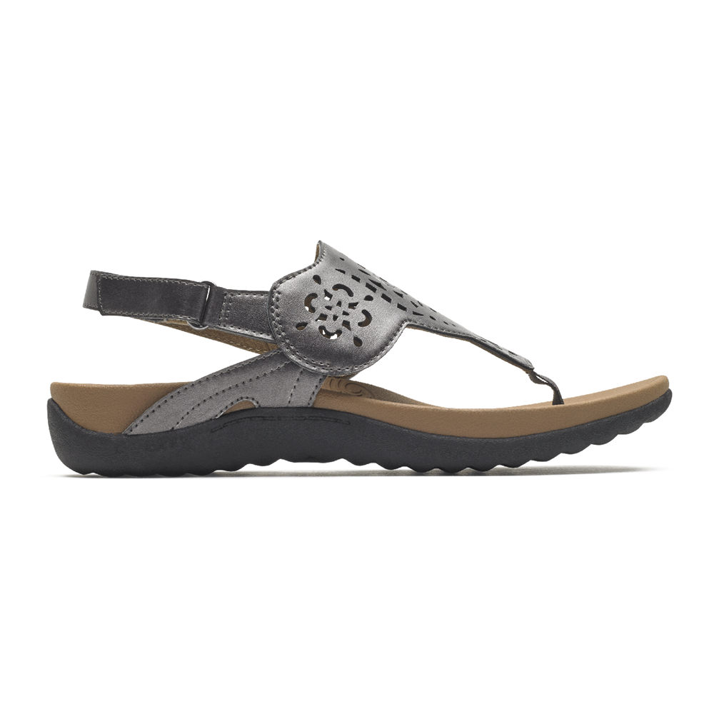 Rockport Sandals For Womens Grey - Ridge Circle Cutout Thong - YK8594017